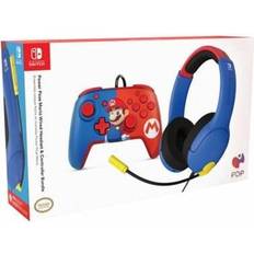 Nintendo switch headset PDP Switch Power Pose Mario Wired Headset & Controller Bundle - Tilbehør spillekonsol