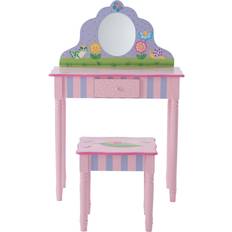 Teamson Kids Coiffeuse Enfant Avec Tabouret Miroir Td-13245a