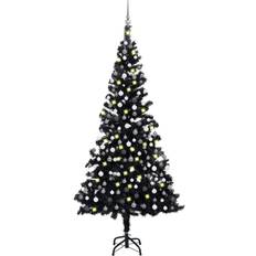 Noir Sapins de Noël vidaXL Arbre Artificiel LED 210 cm PVC Sapin de Noël