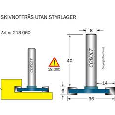 Fræser 6mm Cobolt Cobolt 213-060 Skivenotfræser L=6 mm D=36