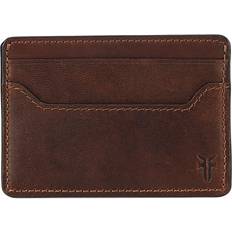 Frye Logan Leather Card Case with Money Clip - DARK BROWN