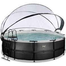 Pool med tak filter Exit Toys Round Leather Pool with Sand Filter Pump and Dome Ø4.5x1.22m