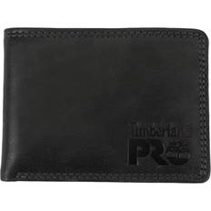 Timberland PRO Black/Brandy Leather RFID Wallet with Removable Flip Pocket Card Carrier