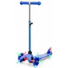 Metal Kick Scooters Best Choice Products Kids Mini Kick Scooter w/ Light-Up Wheels and Height Adjustable T-Bar Blue