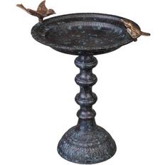 Pets Evergreen Garden Cast Bird Bath Feeder on Pedestal Patio Porch Deck Planter