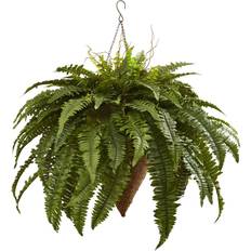 Hanging Boxes & Baskets Nearly Natural Boston Fern with Cone Hanging Basket 39.6"