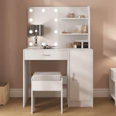 Tables Vabches Vanity with Lights Mirror Dressing Table 16.2x35.5"