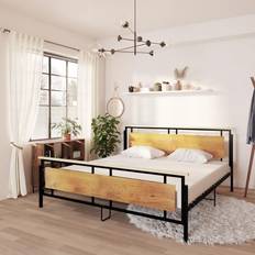 vidaXL Bed Frame Metal Mdf 90cm Bettrahmen