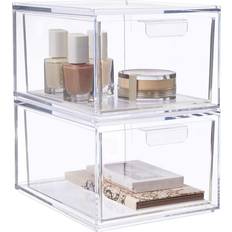 Makeup Storage Audrey Stackable Clear Plastic Organizer Drawers 2-pack