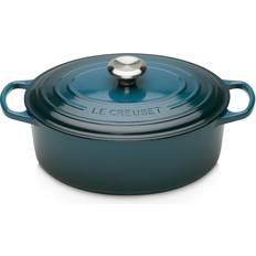 Azul Otras Macetas Le Creuset Deep Teal Signature Cast Iron Oval con tapa 4.1 L