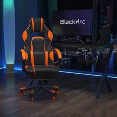 Gaming Chairs Arc Tetra 4.0.0 Gaming Chair Outfitted With Footrest Headrest Lumbar Support Massage Pillow Reclining Seat/Arms In Black & Orange