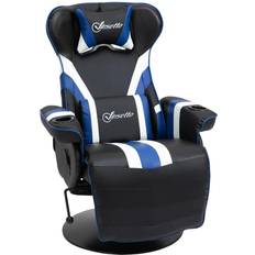 Vinsetto Blue Gaming Chairs Vinsetto Gaming Chair, Racing Style Computer Recliner with Lumbar Support, Footrest and Cup Holder, Black/White/Blue