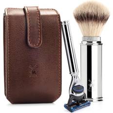 Marrón Maquinillas de Afeitar Mühle Travel Fusion Shaving Kit Leather Synthetic Brush Brown