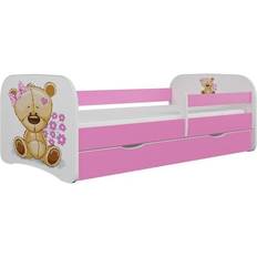 Børneværelse Furniturebox Babydreams juniorseng bamse blomster, madras, sengehest, skuffe