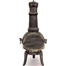 Deuba Fire Pit Chiminea Cast Iron 112x44cm