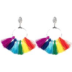 Tassel Earrings - Silver/Rainbow