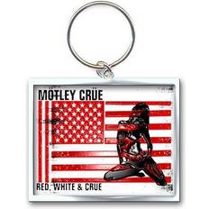 Motley Crue Enamel Keychain Red White & Crue Flag Band Lady Logo