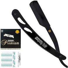 Straight razor kit Equinox Professional Straight Edge Razor with 100 Single Derby Straight Razor Blades-Barber Straight Razor-Close Shaving Men's Manual Shaver-Disposable Straight Razor Blades-Straight Razor Kit-Black