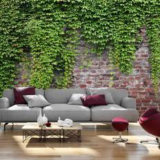 Artgeist fototapet Brick and ivy, råt musten med friske grønne blade (flere størrelser) 350x245