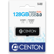 Centon Datastick Dual USB 3.0 Drive, 128GB, Black