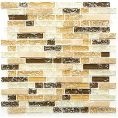 Marmor Mosaik HUH Mosaik Interlock Crystal/Stone Mix Emperador Light Xic V1353