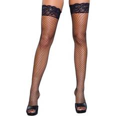 Amber Fishnet Stockings with Lace