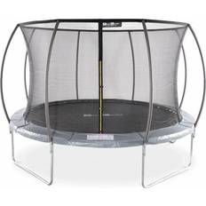 Trampolines Sweeek Trampoline rond ø 370cm gris avec filet de protection intérieur Saturne Inner Nouveau modèle trampoline de jardin 3.7m 370 cm Design