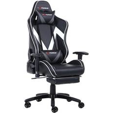 Gaming Chairs Gtforce formula white leather racing sports office chair in black and white