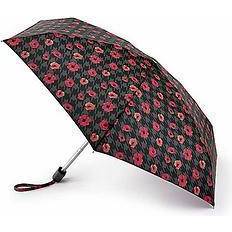 Fulton Houndstooth Poppy Print Umbrella Black