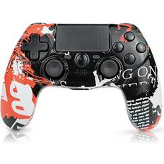 Gamepads Controller for PS4 Remote with Dual Vibration Shock Wireless Remote Control for Playstation 4/Pro/Slim Console Control White and Red Camouflage,Built-in 1000mAh Battery with Charging Cable