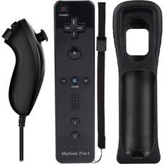 Nintendo wii controller Wii Nunchuck Remote Controller with Motion Plus Compatible with Wii and Wii U Console Wii Remote Controller with Shock Function (Black)