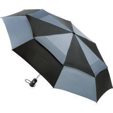 Totes Wonderlight Auto Double Canopy Umbrella, Black/Grey