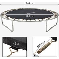 Tappeti elastici Arebos Tappeto da salto per trampolino Ø 244cm/8feet, Ø tappeto 195cm, 48 occhielli, lunghezza molla 140mm