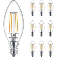 Lyskilder Philips Fordelspakke 10x MASTER Value LEDcandle E14 filament klar 3.4W 470lm 927 ekstra varm hvid bedste farvegengivelse dæmpbar erstatter 25W