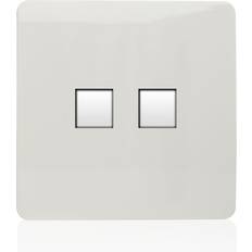 Trendi Artistic Modern Glossy Tactile 2 Gang Telephone Socket White