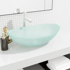 vidaXL Basin Tempered Glass Frosted Cream