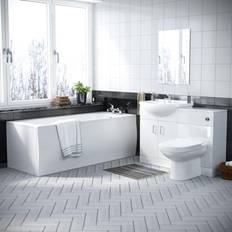Toilets Nes Home Ellen 1700mm Bath, WC Unit, Back To Wall Toilet & Vanity Basin Unit White