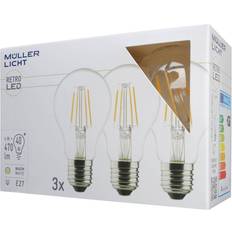 Müller Licht LED-lampa E27 4 W 2 700 K filament 3-pack 470 lm