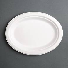 Fiesta Assiettes ovales compostables en bagasse Fiesta Compostable 198mm (lot de 50) Lot de 50 Blanc