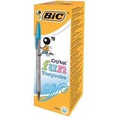 Turquesa Plumas Aucune BiC Cristal Fun Ball Pen Turquoise Box of 20