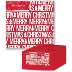 Christmas Paper Napkins 50 x Red Christmas Napkins Merry Christmas Font Design Party Dinner