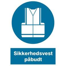 Sikkerhedsvest påbudt Plast skilt.