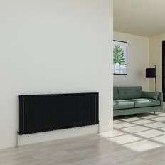 WarmeHaus Designer Black Panel Modern Heating Small Radiator Horizontal Single 600x1428mm