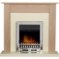 Chrome Fireplaces Adam Southwold Fireplace in Oak & Cream with Blenheim Electric Fire in Chrome, 43 Inch