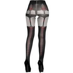 Sexspielzeuge Cottelli Crotchless Tights with Kinky Pattern Black L