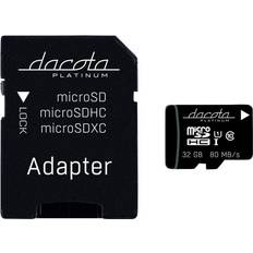 Dacota Platinum Hukommelseskort Dacota Platinum P MICRO-SDHC 32 GB C10 80 MB MED ADAPTER ➞ På lager klar til afhentning