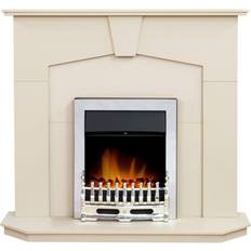 Adam Abbey Fireplace in Stone Effect with Blenheim Electric Fire in Chrome, 48 Inch