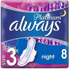 Hygiène Intime & Protections Menstruelles vente Always Platinum Serviettes Hygiéniques Taille 3 Nuit 8 Serviettes Avec Ailettes, Flux Abondants Nuit, Douces et Flexibles