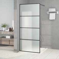 Douche Wanden vidaXL Inloopdouchewand 90x195 cm Mat ESG-glas Zwart