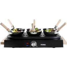 Poêles Wok Domo DO8716W Mini-Woks Et Plaque De Cuisson À Crêpes 6 Personnes 1000 W